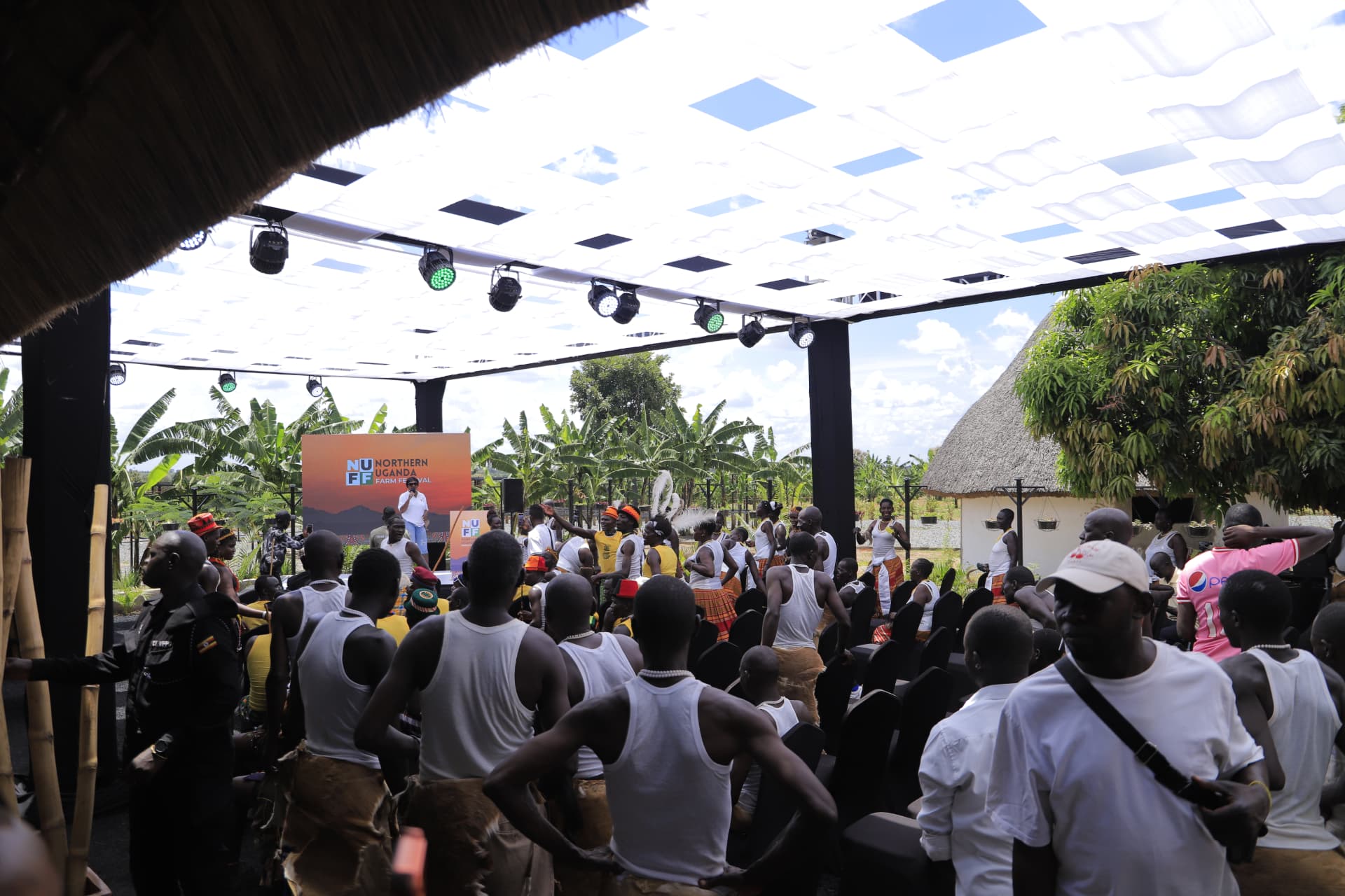 Guests and performers gathered around the launch stage